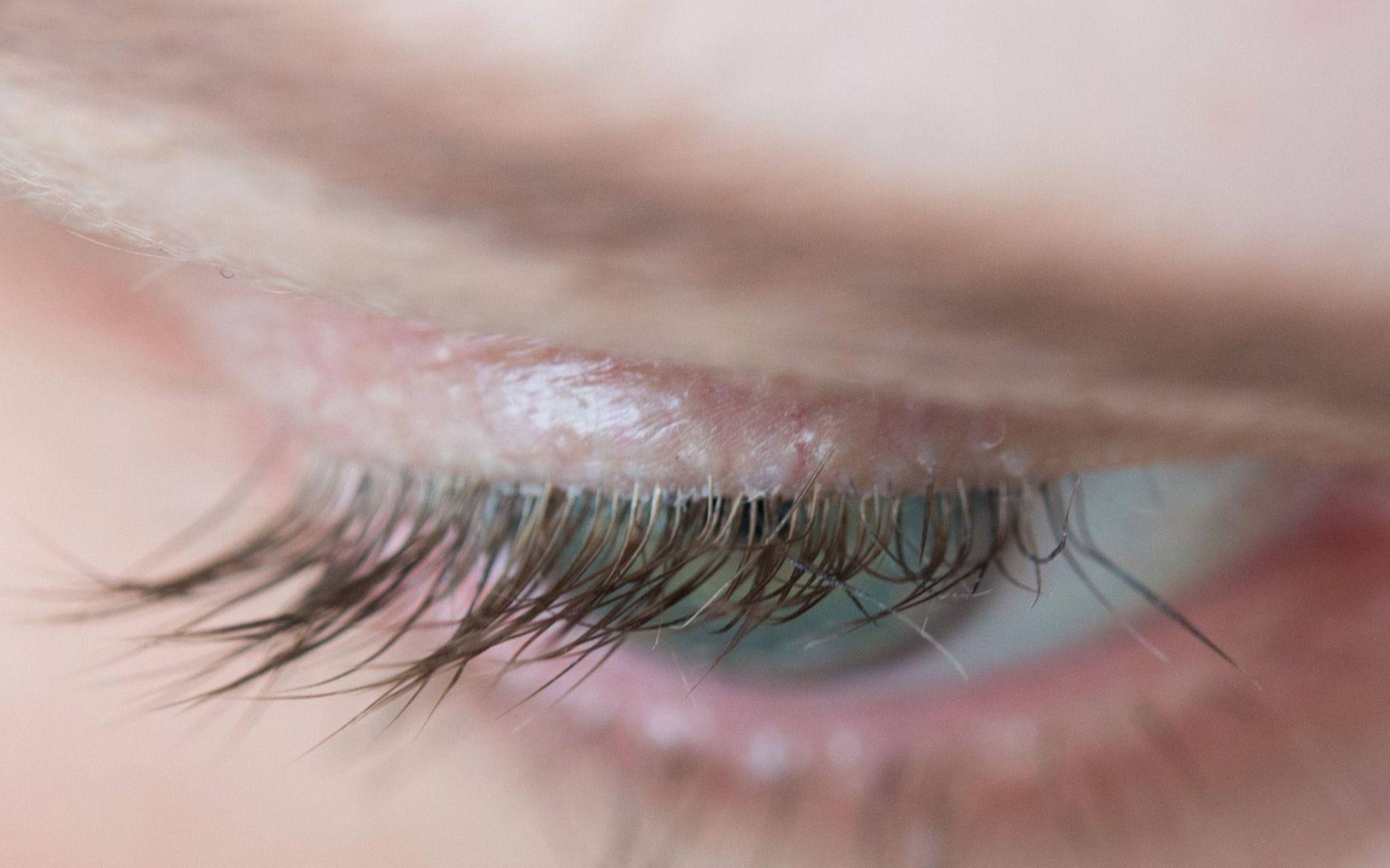 Wimpern am Auge einer Frau